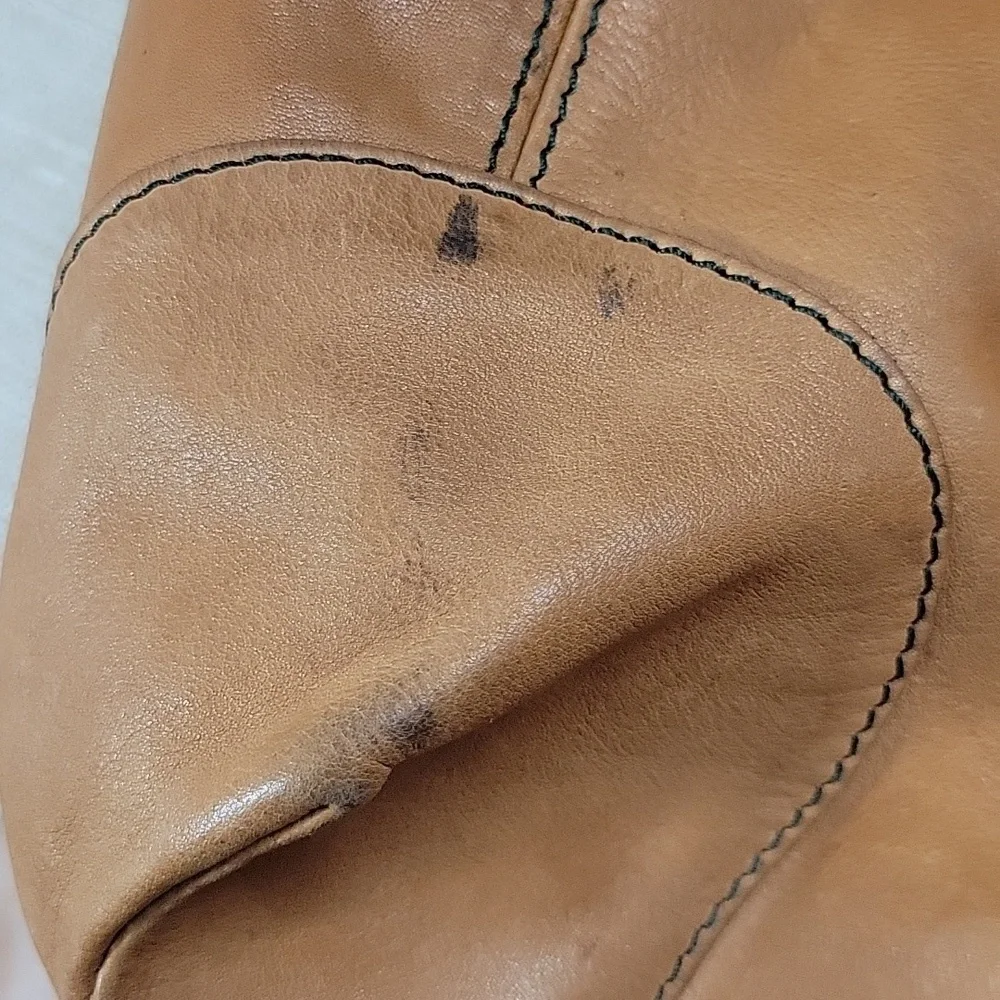 Large Claudia Firenze Tan Leather Slouchy Hobo Bag